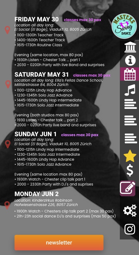 schedule masters of swing dance 2025 Zuerich